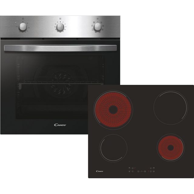 Candy PCI27XCH64CCB Built In Electric Single Oven and Ceramic Hob Pack - Stainless Steel / Black - A+ Rated