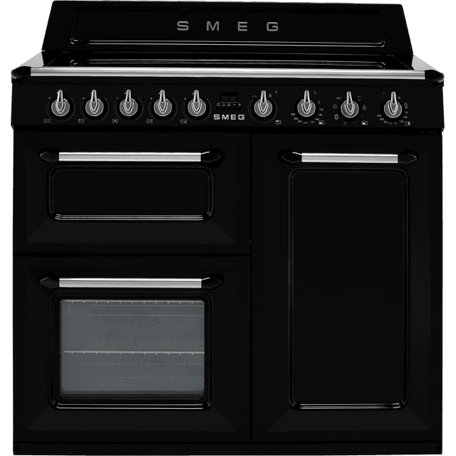 Smeg Victoria 100cm Electric Range Cooker with Induction Hob - Black - A/B Rated