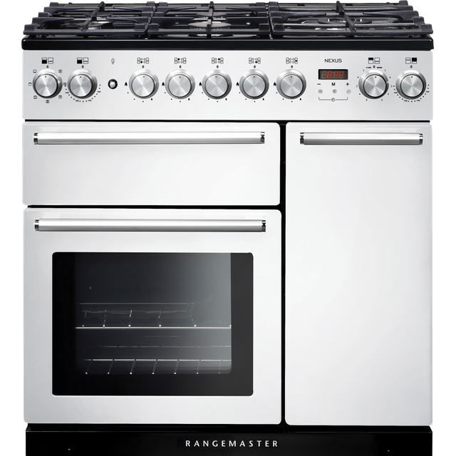 Rangemaster NEX90DFFWH/C Nexus 90cm Dual Fuel Range Cooker - White - NEX90DFFWH/C_WH - 1