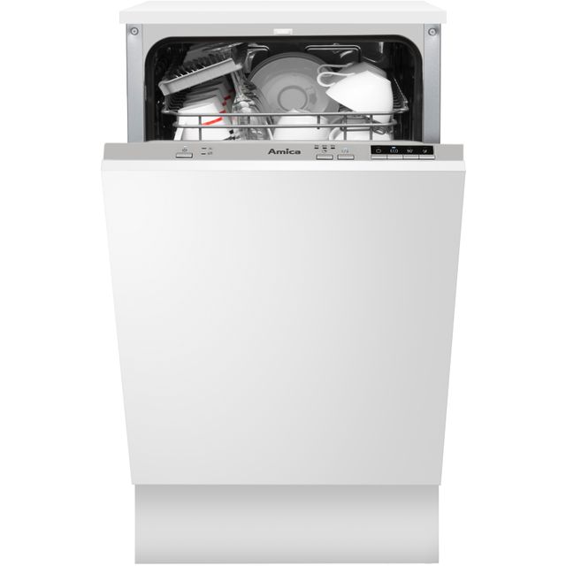 Amica ADI430 Fully Integrated Slimline Dishwasher - Silver Control Panel with Fixed Door Fixing Kit - E Rated 