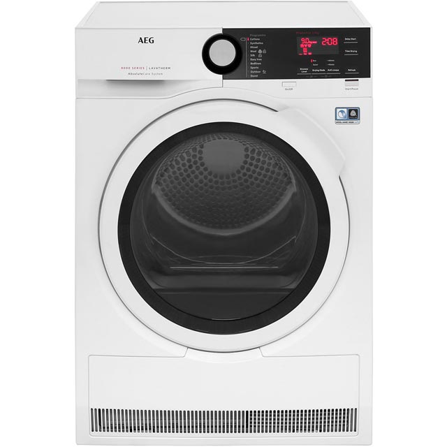 AEG AbsoluteCare Technology T8DBE941R Free Standing Condenser Tumble Dryer in White