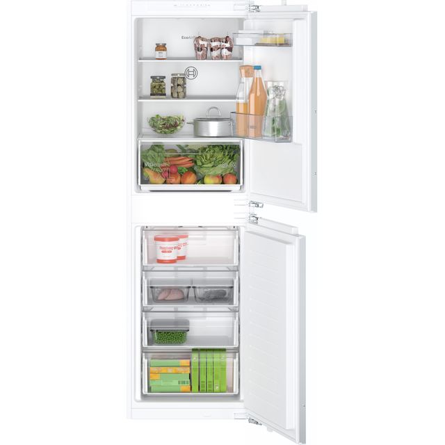 Bosch Series 2 KIN85NFE0G 177cm High 50/50 Integrated Fridge Freezer with Fixed Door Fixing Kit - White - E Rated