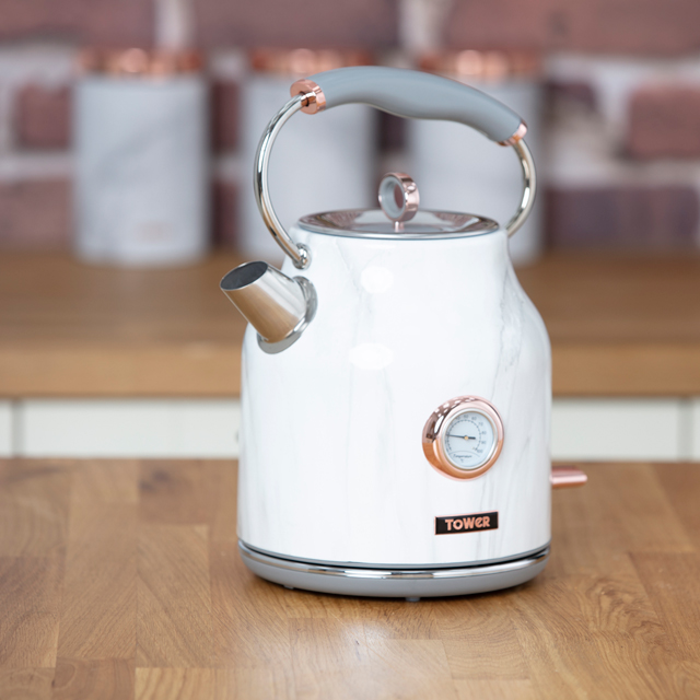 tower white and rose gold kettle and toaster