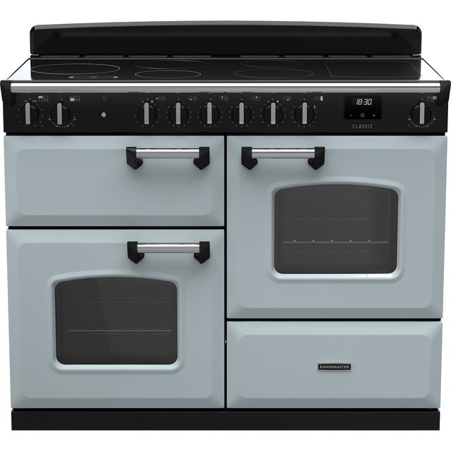 Rangemaster Classic OC Free Standing Range Cooker in Misty Blue / Antique Brass