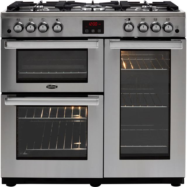 Belling Cookcentre90GProf 90cm Gas Range Cooker with Electric Fan Oven - Stainless Steel - B/A Rated