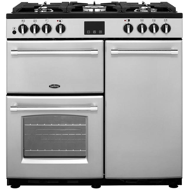 Belling Farmhouse 90DF 90cm Dual Fuel Range Cooker - Silver - A/A Rated