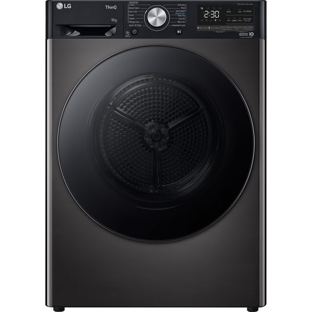 LG Dual Dry FDV909BN Wifi Connected 9Kg Heat Pump Tumble Dryer - Platinum Black - A+++ Rated