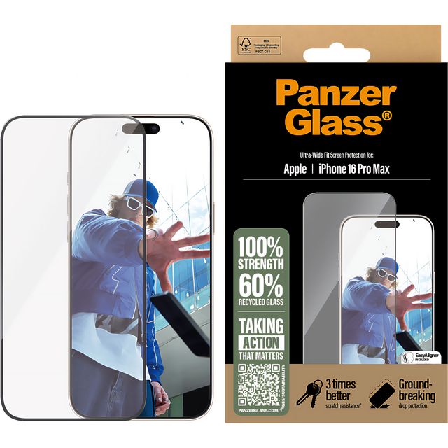 PanzerGlass Screen Protector for iPhone 16 Pro Max - Ultra-Wide Fit