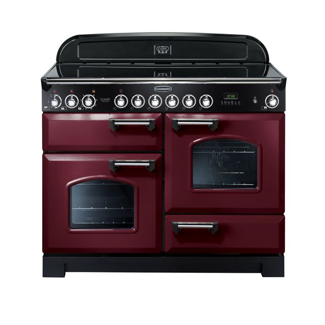 Rangemaster Classic Deluxe CDL110ECCY/C 110cm Electric Range Cooker with Ceramic Hob - Cranberry / Chrome - A/A Rated