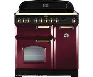 Rangemaster CDL90ECCY/B Classic Deluxe 90cm Electric Range Cooker - Cranberry / Brass - CDL90ECCY/B_CY - 1