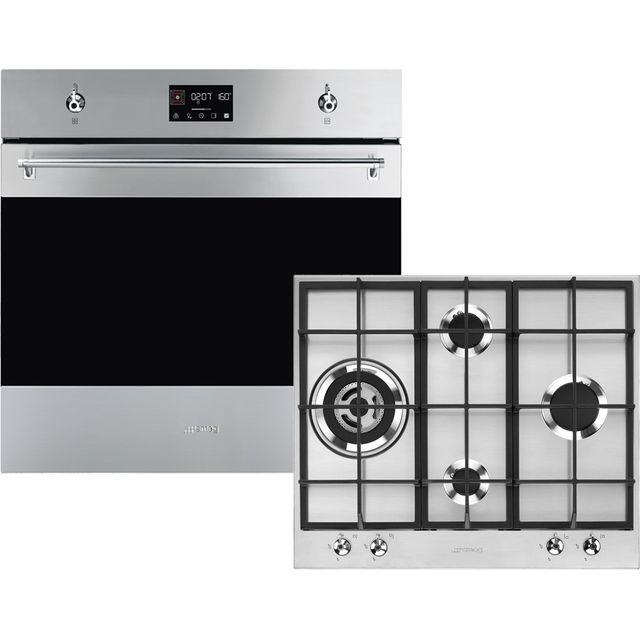 Smeg Classic AOSF6390G3 Built In Single Oven & Gas Hob - Stainless Steel - AOSF6390G3_SS - 1