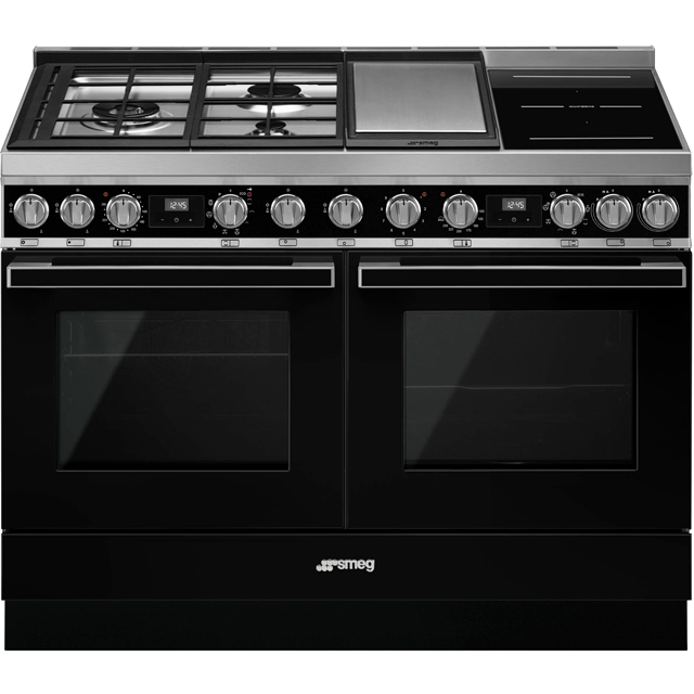 Smeg Portofino 120cm Dual Fuel Range Cooker - Black - A+/A Rated