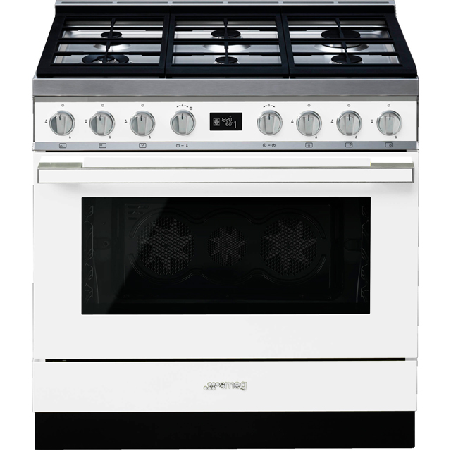 Smeg CPF9GPWH Portofino 90cm Dual Fuel Range Cooker - White - CPF9GPWH_WH - 1