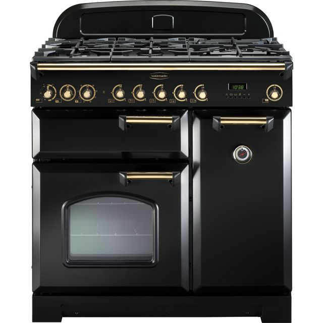 Rangemaster CDL90DFFBL/B Classic Deluxe 90cm Dual Fuel Range Cooker - Black / Brass - CDL90DFFBL/B_BK - 1