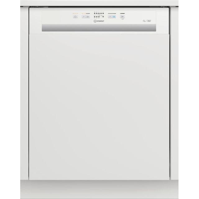 Indesit DBE2B19UK Semi Integrated Standard Dishwasher - White Control Panel with Fixed Door Fixing Kit - F Rated