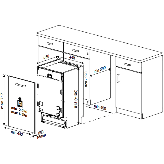 Beko DIS16R10 Fully Integrated Slimline Dishwasher - Silver - DIS16R10_SI - 2