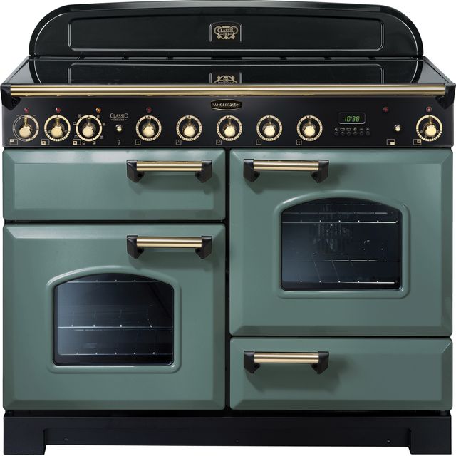 Rangemaster CDL110EIMG/B Classic Deluxe 110cm Electric Range Cooker - Mineral Green / Brass - CDL110EIMG/B_MG - 1