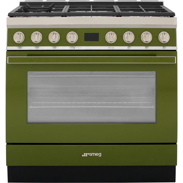 Smeg Portofino CPF9GPOG 90cm Dual Fuel Range Cooker - Olive Green - A+ Rated