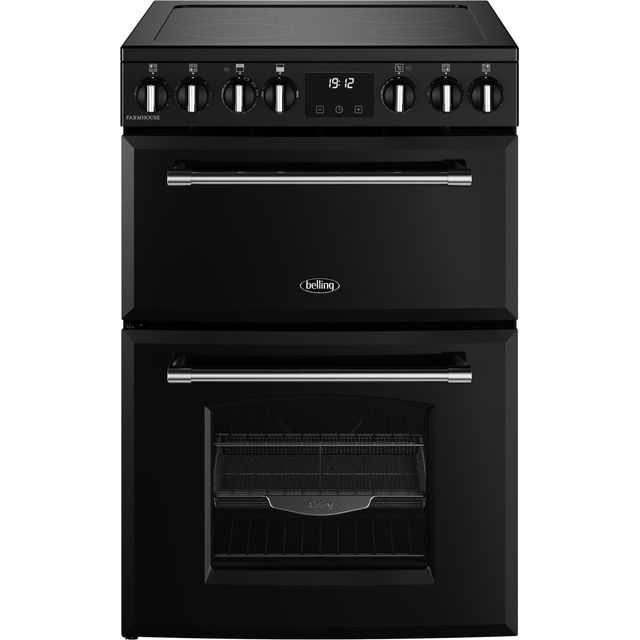 Belling Farmhouse 60E 60cm Electric Mini Range Cooker with Ceramic Hob - Black - A/A Rated