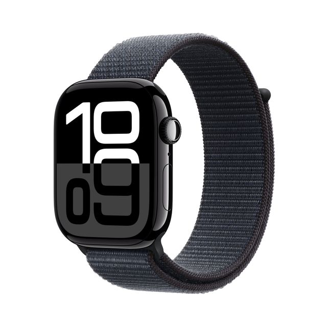 Apple Watch Series 10, 46mm, Jet Black Aluminium Case, GPS + Cellular [2024] - Ink Sport Loop