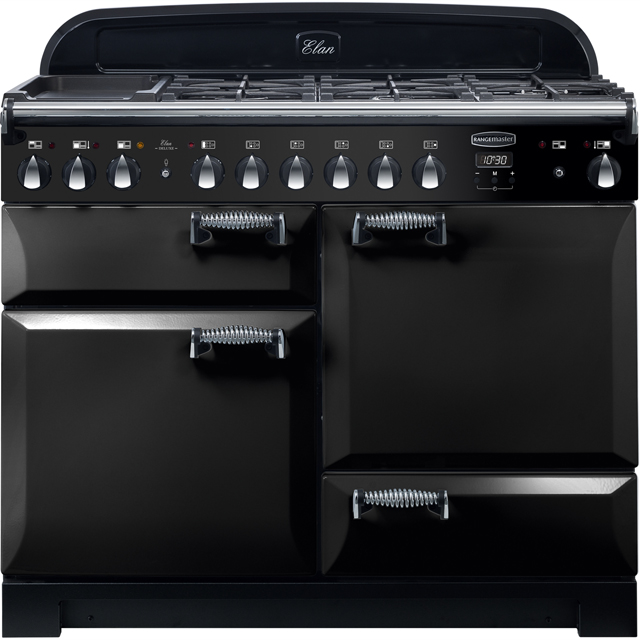 Rangemaster ELA110DFFBL Elan Deluxe 110cm Dual Fuel Range Cooker - Black - ELA110DFFBL_BK - 1