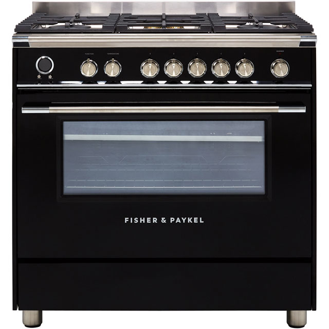 Fisher & Paykel Contemporary OR90SCG6B1 90cm Dual Fuel Range Cooker - Black - A Rated