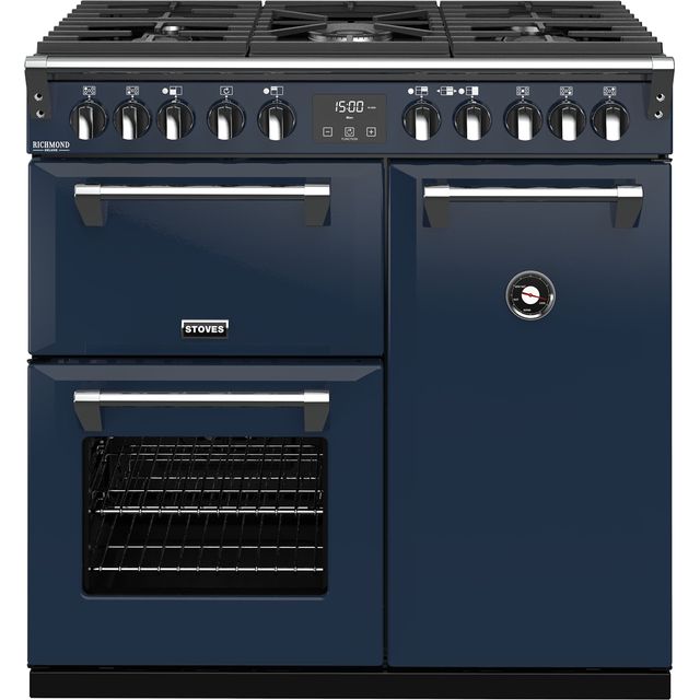 Stoves Richmond Deluxe STRICHDXS900DFCBMbl 90cm Dual Fuel Range Cooker - Midnight Blue - A Rated