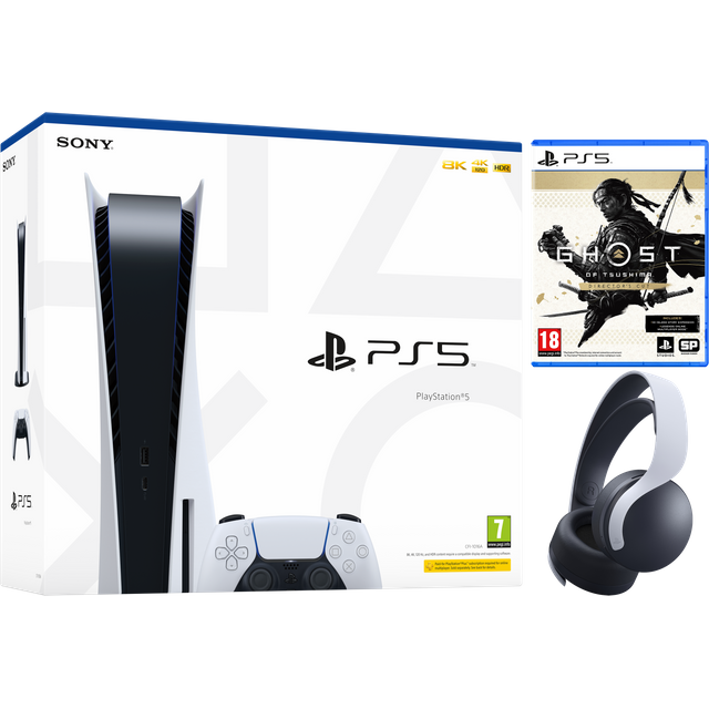 PlayStation 5 825GB with Ghost Of Tsushima (Disc) And Pulse Headset - White 