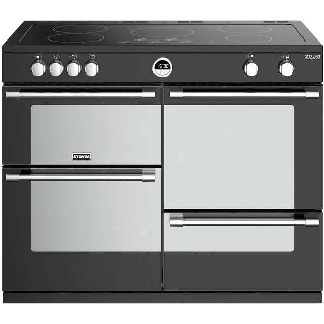Stoves Sterling Deluxe S1000EI 100cm Electric Range Cooker with Induction Hob - Black - A/A/A Rated