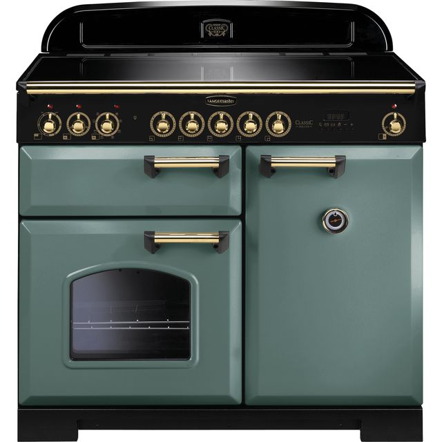 Rangemaster CDL100EIMG/B Classic Deluxe 100cm Electric Range Cooker - Mineral Green / Brass - CDL100EIMG/B_MGB - 1