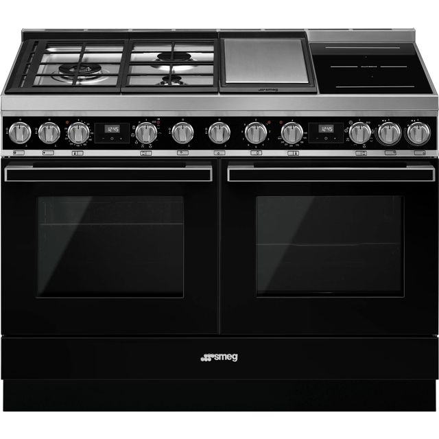 Smeg CPF120IGMPBL Portofino 120cm Dual Fuel Range Cooker - Black - CPF120IGMPBL_BK - 1