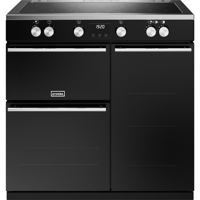 Stoves Precision Deluxe ST DX PREC D900Ei TCH BK 90cm Electric Range Cooker with Induction Hob - Black - A Rated