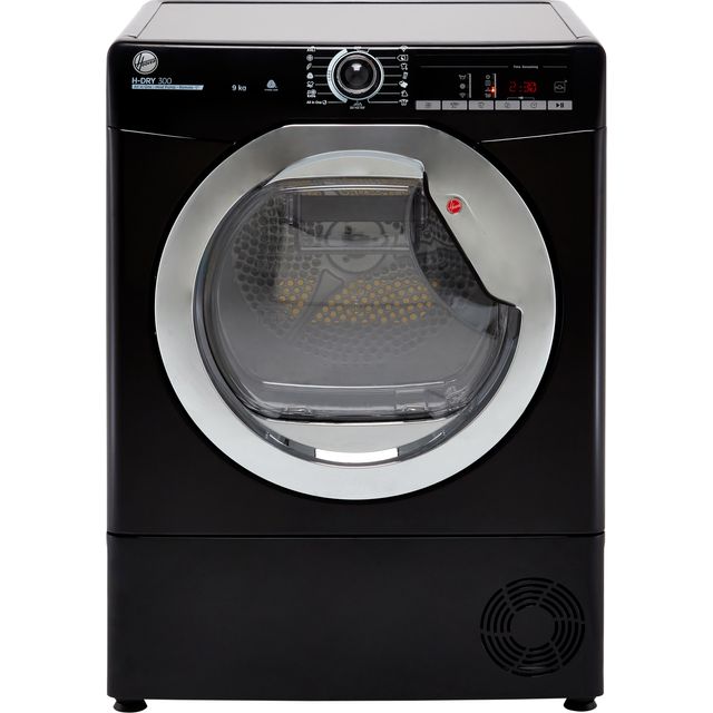 Hoover H-DRY 300 HLEH9A2TCEB 9Kg Heat Pump Tumble Dryer - Black / Chrome - A++ Rated