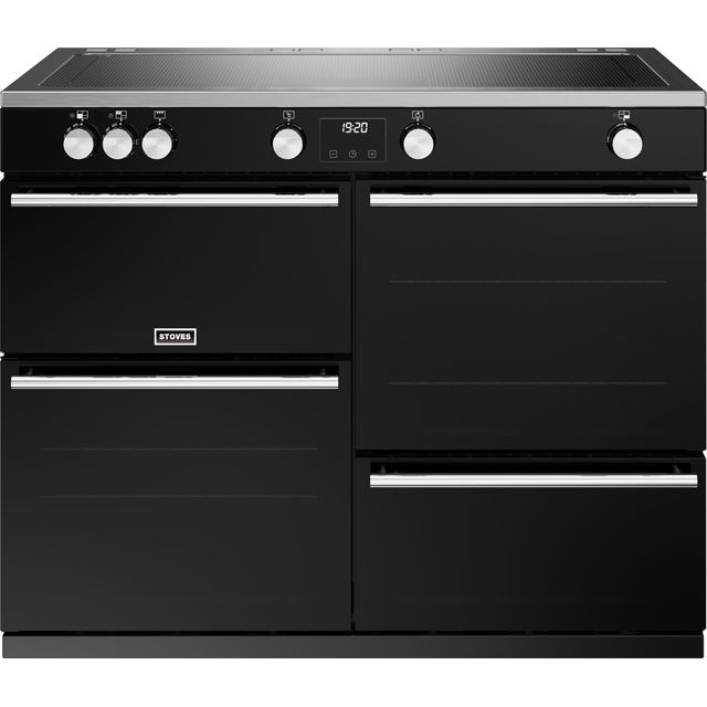 Stoves Precision Deluxe ST DX PREC D1100Ei ZLS BK Electric Range Cooker with Induction Hob - Black - A Rated