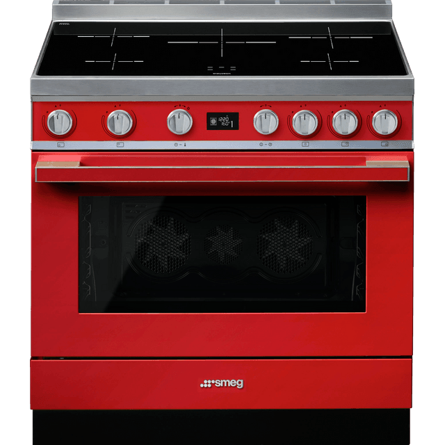 Smeg Portofino CPF9iPR 90cm Electric Range Cooker with Induction Hob - Red - A+ Rated