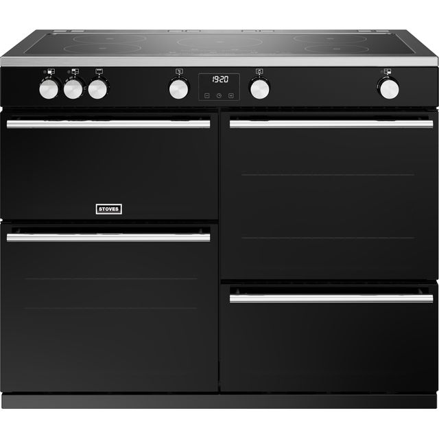 Stoves Precision Deluxe ST DX PREC D1100Ei TCH BK 110cm Electric Range Cooker with Induction Hob - Black - A Rated