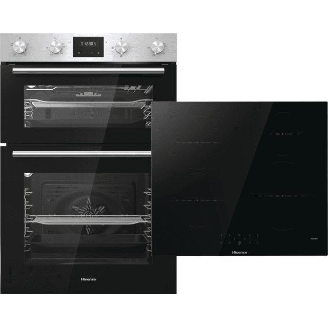 Hisense BI6095HIXUK Built In Electric Double Oven and Induction Hob Pack - Stainless Steel / Black - A/A Rated