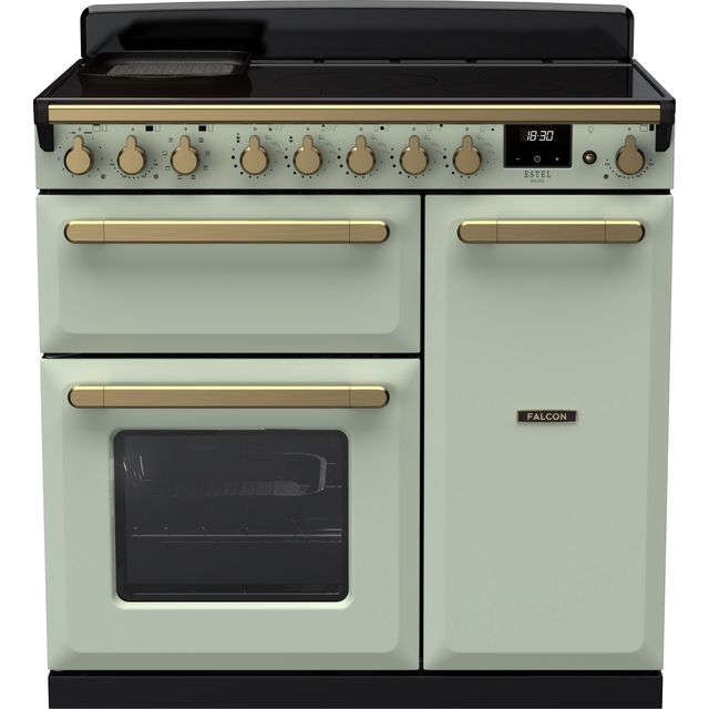 Rangemaster Edge Deluxe Free Standing Range Cooker in Mint / Antique Brass