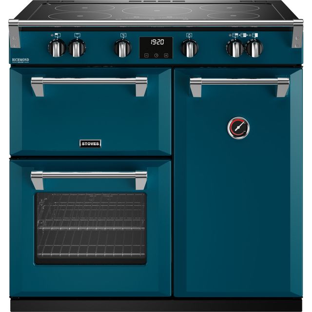 Stoves Richmond Deluxe ST DX RICH D900Ei TCH KTE 90cm Electric Range Cooker with Induction Hob - Kingfisher Teal - A Rated