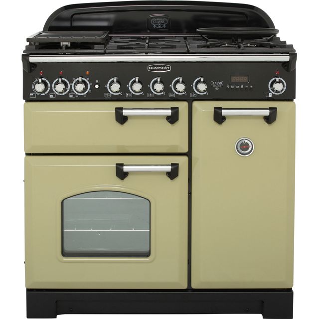 Rangemaster CDL90DFFOG/C Classic Deluxe 90cm Dual Fuel Range Cooker - Olive Green / Chrome - CDL90DFFOG/C_OG - 1