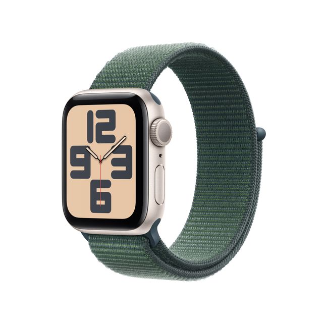 Apple Watch SE (2nd Gen), 40mm, Starlight Aluminium Case, GPS [2024] - Lake Green Sport Loop