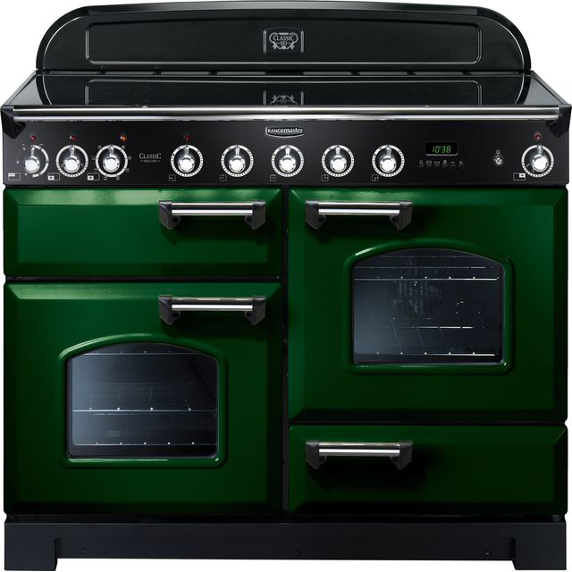 Rangemaster Classic Deluxe CDL110EIRG/C 110cm Electric Range Cooker with Induction Hob - Racing Green / Chrome - A/A Rated