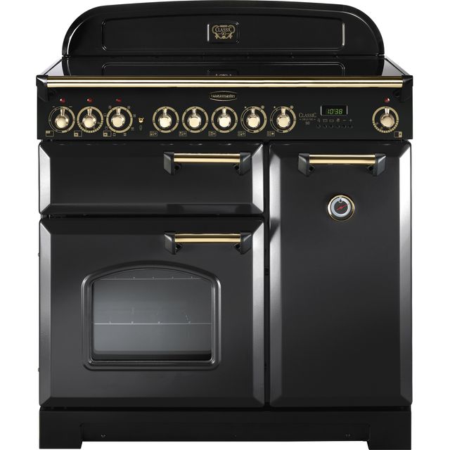 Rangemaster CDL90ECCB/B Classic Deluxe 90cm Electric Range Cooker - Charcoal Black / Brass - CDL90ECCB/B_CHB - 1