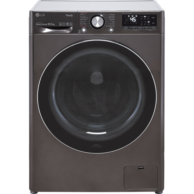 LG V10 10.5Kg Washing Machine - Black / Stainless Steel - A Rated