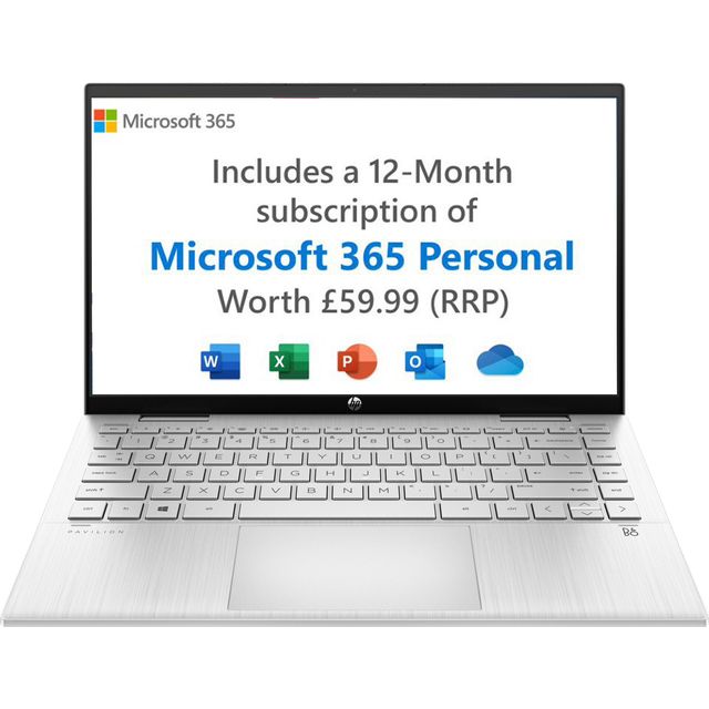 HP Pavilion x360 14" Laptop Intel® Pentium® Gold 128 SSD includes Microsoft 365 Personal 12-month subscription - Silver