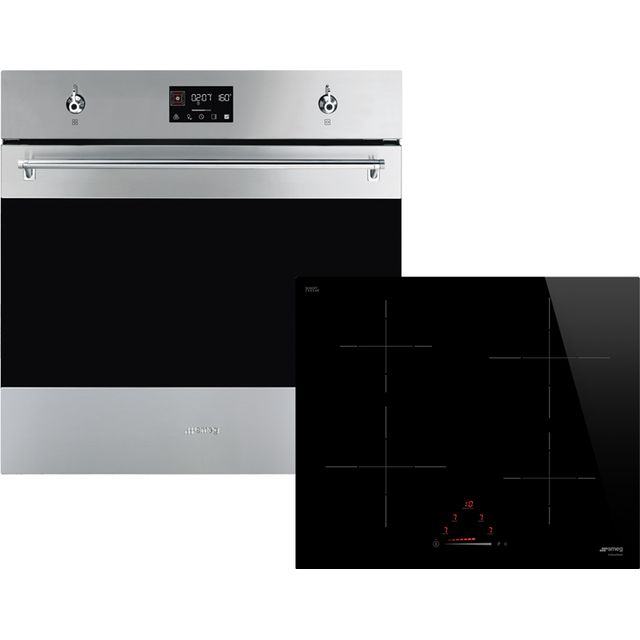 Smeg Classic AOSF6390I3 Built In Electric Single Oven and Induction Hob Pack - Stainless Steel / Black - A+ Rated