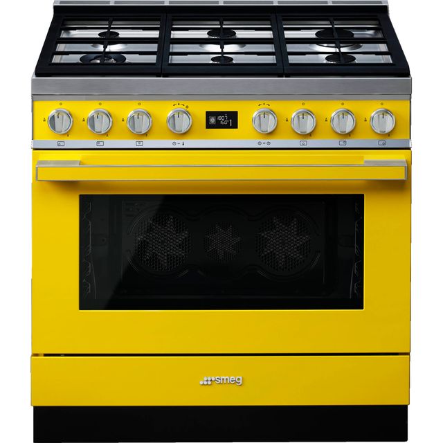 Smeg CPF9GPYW Portofino 90cm Dual Fuel Range Cooker - Yellow - CPF9GPYW_YL - 1