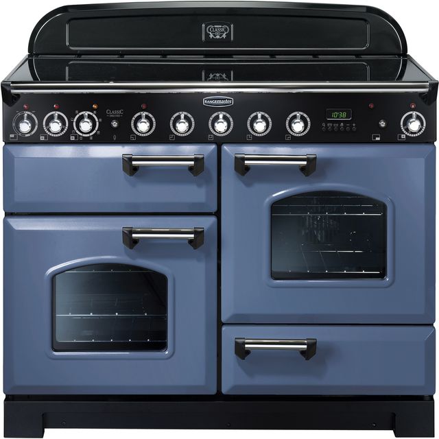 Rangemaster Classic Deluxe CDL110EISB/C 110cm Electric Range Cooker with Induction Hob - Stone Blue / Chrome - A/A Rated