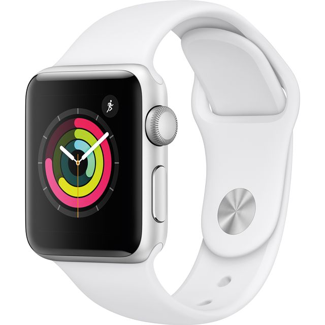 Apple Watch Series 3, 38mm, GPS [2017] - Silver / White Aluminium Case with White Sports Band