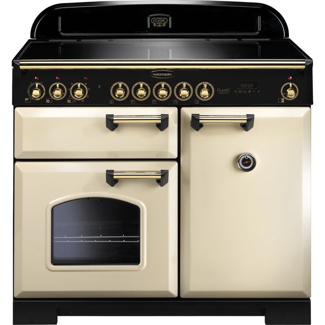 Rangemaster CDL100EICR/B Classic Deluxe 100cm Electric Range Cooker - Cream / Brass - CDL100EICR/B_CRB - 1